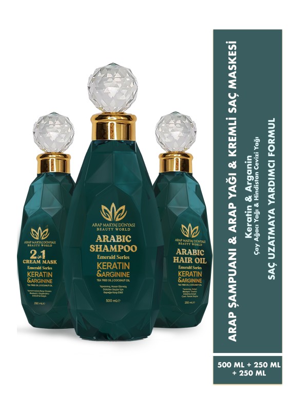 3'lü Set Arap Yağı & Şampuanı & 2si 1 Arada Kremli Maske